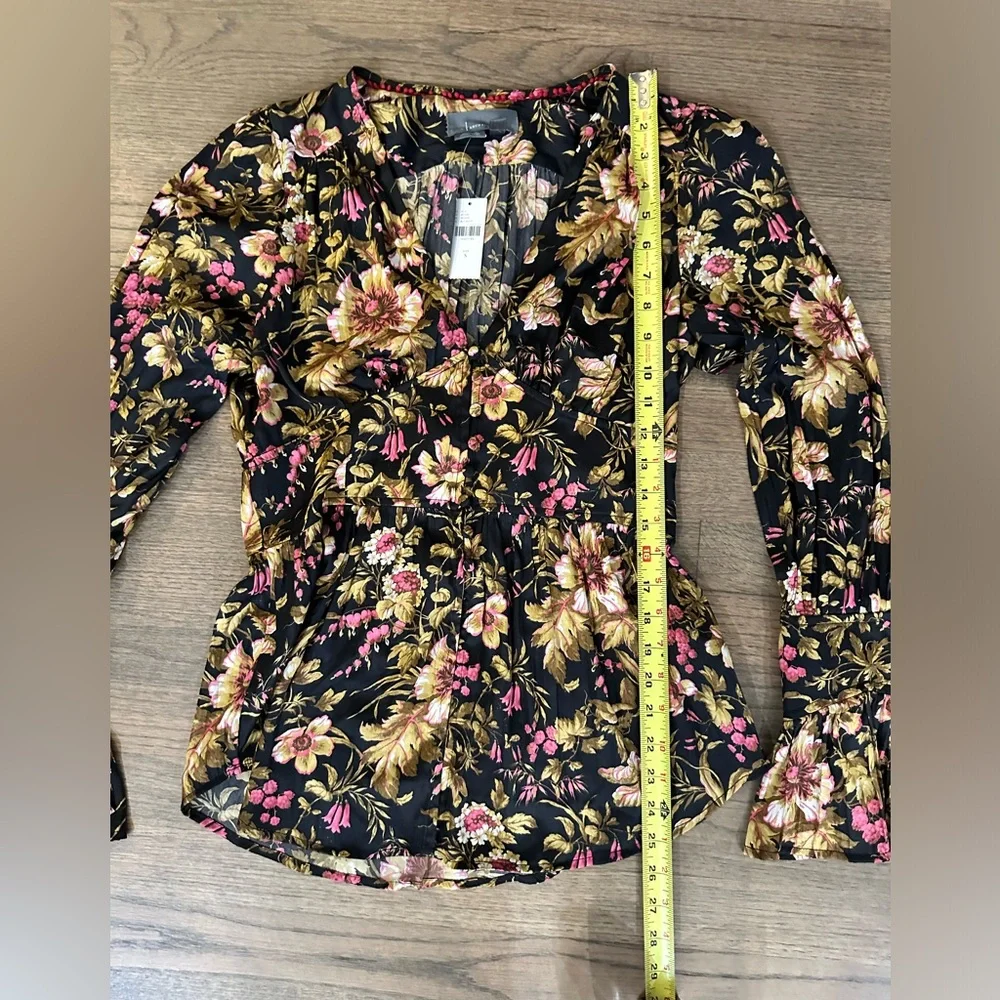 NEW Anthropologie Deep-V Floral Tunic Blouse-Size Small - Picture 16 of 16